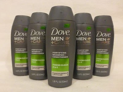 5 Dove Men Care Shampoo Conditioner Fresh Clean 1.8 Oz