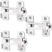 3 Set Flat Door Buckle Stainless Steel Barn Door Latch Double Folding Door Lock Sliding Door Antique Lock for Cabinet Closet Pet Door Bathroom Windows (Sliver)