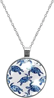 [Diusye] Necklaces for Women, Sea Turtles Print Stainless Steel Pendant Necklace Jewelry Birthday Anniversary Wife Girls Friends Gift