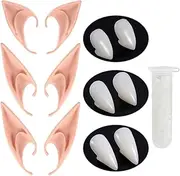 HLenyoy Vampire Teeth Fangs Elf Ears for Cosplay Costume Accessory Halloween Party Favors, Pink