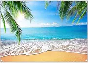 ZTHMOE 7x5ft Fabric Summer Hawaii Beach Photography Backdrop Tropical Seaside Palm Trees Background Luau Aloha Baby Shower Party Decoration Banner Photo Booth