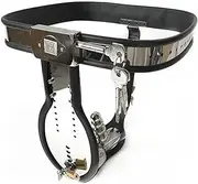 HCUDFN Stainless Steel Chastity Belt with Anal Plug Dildo Strap On Pants Panties Underwear Metal Chastity Device Sex Toys for Men Women(Waist 90~110cm)