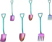 Garneck 6pc Flatware Set Party Serving Scoop Fork Spoon Ergonomic Handle Non-Slip Design