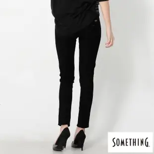 【SOMETHING】女裝 LADIVA伸縮窄直筒牛仔褲(黑色)