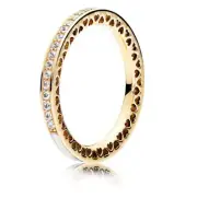 NEW Authentic Radiant Hearts of Pandora Ring - 14k Gold Band 56 (US 7.5. 50186CZ