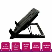 1x Notebook Laptop Cooling Pad Cooler Fan Stand w/ USB Hub