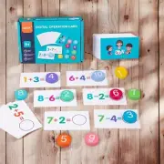 Wooden Number Flash Cards Game Homeschool Educational Puzzle Add Subtract Learn