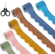 6 Rolls 19.7 Inches Classroom Bulletin Board Borders, 8 Colors Scalloped Bulletin Board Trim, Reusable Classroom Borders for Bulletin Board, Bulletin Board Decorations for School, Office, Library