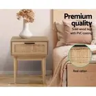 Bedside Table Nightstand Storage With Rattan Drawer Modern Bedroom Furniture