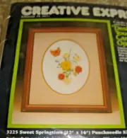 Vtg 1984 Creative Expressions SWEET SPRINGTIME Floral Punchneedle Kit w/Yarn