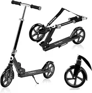 Lionelo Luca Scooter Lightweight only 4kg Foldable and ShockResist for Kids and Teens up to 100kg (220 LBS) Adjustable Handlebar Heights, Non-Slip Platform Rear Brake 20cm (8'') Wheels