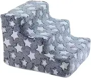 B Baosity Dog Stair Pet Climbing Steps High Density Foam 3 Tier Pet Staircase with Washable Cover Dog Ramp for Older Dogs Small Dogs, Blue, S