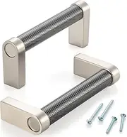 ASKANO Black and Nickel Cabinet Pulls, 3 Inch Hole Centers, Knurled Bar Kitchen Cabinet Handles AP1311 | Pack of 10, Solid Hardware for Kitchen Door Drawer Dresser Bathroom Vanity Cupboard, 3"