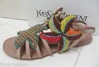 NIB YSL Yves Saint Laurent FLOWER STARFISH 05 BEADED flat strap sandals shoes 39