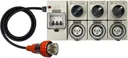 Power Board 5 Pin 20 Amp Three Phase to 3 x 3 Pin 20 Amp Round Single Phase Outlet RCBO Protected