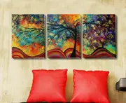 Set Of 3 Abstract Tree Stretched Canvas Prints