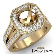 Cushion Semi Mount Split Shank Diamond Engagement Ring 14k Yellow Gold 1.34Ctw