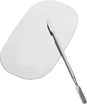 DONFAMDS 1Set Stainless Steel Nail Mixing Plate with Spatula Makeup Palette for Foundation Eyeshadow Durable Easy to Clean for Manicures and DIY Art Projects