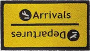 FISURA - Arrivals/Departures Coconut Door Mat with Non Slip PVC Backing Funny Welcome Door Mat Hand Painted Size 70cm x 40cm