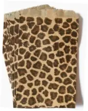 100 Leopard Print Paper Bags 6x9 Inches Flat Merchandise Bags