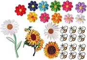 NOLITOY 27Pcs Bee Flower Embroidered Patches Iron Sew Appliques for Clothing Bags Hats Jackets Jeans Fun DIY Craft Decorations Quick Repair