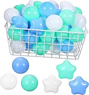 Kisangel Ocean Ball Pit Balls for Toddlers 100pcs Small Plastic Toys Round Star Shapes Soft for Boys and Girls Play