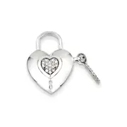 Sterling Silver Diamond Heart Lock u0026 Key Pendant