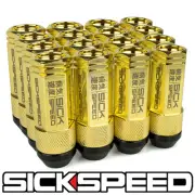 SICKSPEED 16PC 24K GOLD ALUMINUM EXTENDED 50MM 2 PC LUG NUTS WHEELS 12X1.5 L16