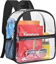 Paxiland Clear Backpack Stadium Approved 12×12×6, Clear Heavy Duty Mini Backpack for Concert Sport Events Work Travel School