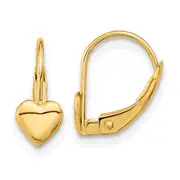 14K Yellow Gold Madi K Heart Leverback Earrings