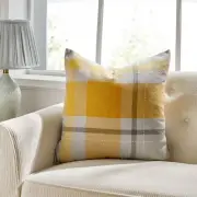Manhattan Yellow And Gray Check With Microgel Feather-Like Insert Pillow