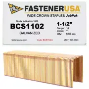 1 1/2" LEG x WIDE CROWN 16GA GALV 16S2 STAPLES 5,000ct | BCS1102J