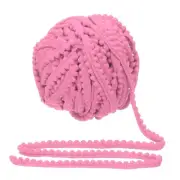 25 Yards Pom Pom Trim Ribbon, 0.5" Wide Dark Pink Ball Fringe Trim