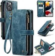 ELEPIK for iPhone 11 Pro Max Wallet Case with Card Holder, Kickstand, Wristlet for Women Men, Durable PU Leather Magnetic Wallet Phone Case for iPhone 11 Pro Max, Elegant Blue