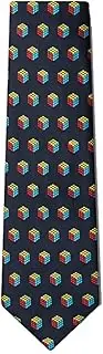 [Wild Ties] Men's Microfiber Black Retro Puzzle Cube Game Novelty XL Extra Long Necktie Tie