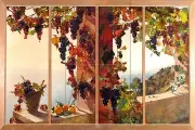 View from window grape vine sea R. MERCIER Tile Mural Backsplash Marble Ceramic