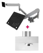 Atdec AWMS-2-ND13 Notebook-Monitor Combo Mount + 135mm Post / 9kg (20lb) Flat Screens, 6kg (13.5lb) Curved Screens + Bolt-Through Desk Fixing, Silver