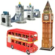 3D Puzzles EPS Foam board Educational creative, No Glue - Tour of London Bus
