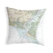 Betsy Drake Baldhead Island NC Map Pillow 18x18 - Noncorded Indoor Outdoor