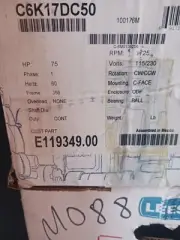 NEW Leeson Motor E119349.00, C6K17DC50 .75 HP 1PHASE 115/230V