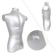 Inflatable Silver Male Mannequin Bust Display Stand for Clothing Collections