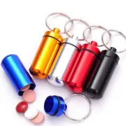 Mini Waterproof Pill Box Key Rings Metal Keychain Storage Sealed Portab ☨