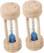 2pcs Wood 2 Minute Sand Timer: Hourglass Clock for Tooth Brushing - Wooden Sand Timer for Kids Games and Classroom - Decorative Sandglass