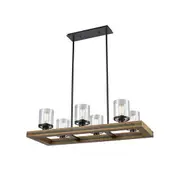 METI Warm Chestnut Wood 6 Light Rectangular Pendant - METI01