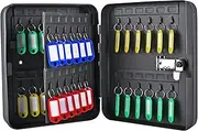 Key Box Wall Mount, 48 Key Hooks & Tags, Steel Security Locking Key Cabinet, Storage Key Lock Box with Code, Key Management Cabinet with Combination Lock
