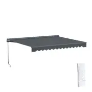 ALEKO Semi-Cassette Motorized LED Retractable 13x10 ft Patio Awning Canopy Grey
