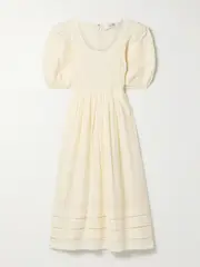 [Sea] Sea - Myra Shirred Cotton-voile Midi Dress - Cream - large large Cream