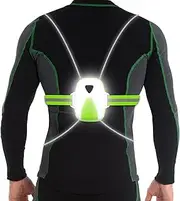 [QiMH] 360° Ultra-Bright Safety Running Vest, Rechargeable LED Illuminated Gear, with Adjustable Front Light & 7-Color Modes, for Night Jogging Cycling Outdoor Activities (Fits Men/Women)
