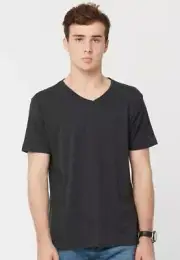 Rip Curl Mens S PLAIN V-Neck TEE V Neck T Shirts - CTEYX1 Black Marle