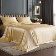 Satin Sheets Twin Size Bed Set, Luxury Soft Champagne Silky Sheets for Hair and